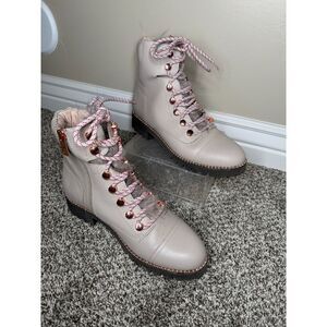 Anthropologie Cecilia New York Steampunk Leather Fur Fashion Boots Women 8